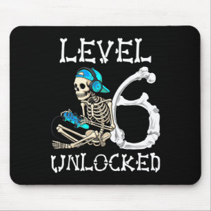 Niveau 6 Ontgrendeld Skeleton Gamer Video Gaming 6 Muismat