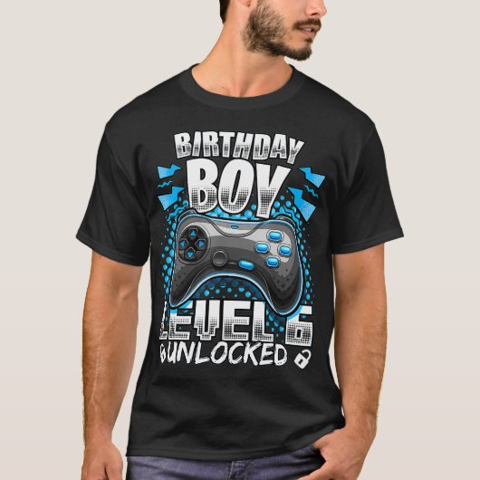 Niveau 6 Onvergrendelde videogame 6e verjaardag Ga T-shirt (Voorkant)