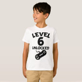 Niveau 6 Onvergrendelde videogames 6e verjaardag T T-shirt (Voorkant volledig)