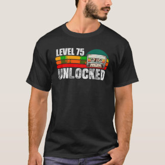 Niveau 75 Ontgrendelde Videogames 75e Verjaardag T T-shirt