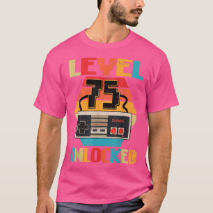 Niveau 75 Onvergrendelde videogamer 75th Birthday- T-shirt