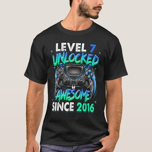 Niveau 7 niet-vergrendeld Geweldige sinds 2016 7e T-shirt (Voorkant)