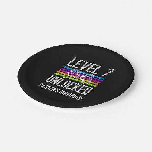 Niveau 7 Ontgrendeld, 7-jarig gepersonaliseerd pap Papieren Bordje (Gekanteld)