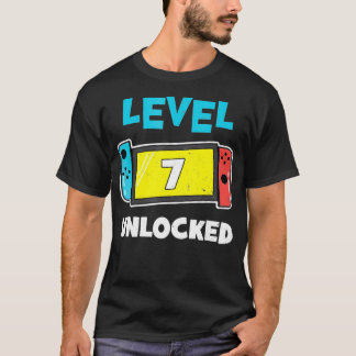 Niveau 7 ontgrendelde gamer 7e verjaardag Gift Vid T-shirt