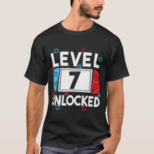 Niveau 7 Ontgrendelde Gamer 7e Verjaardag Video Ga T-shirt