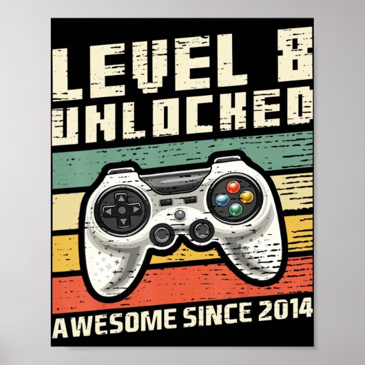 Niveau 8 Geweldige 2014-videogame 8th Birth Poster (Voorkant)