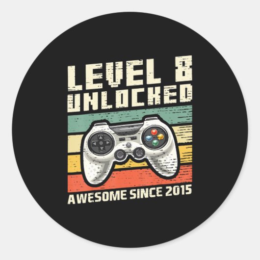 Niveau 8 Geweldige 2015-videogame 8th Birth Ronde Sticker (Voorkant)