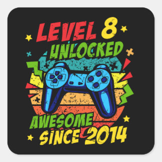 Niveau 8 Geweldige spel 2014 ontgrendeld 8e verjaa Vierkante Sticker