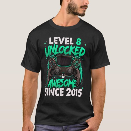 Niveau 8 niet-vergrendeld Geweldige sinds 2015 8e  T-shirt (Voorkant)