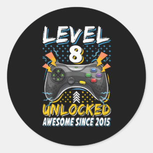 Niveau 8 ontgrendelde gamer 8e dag 8 ronde sticker