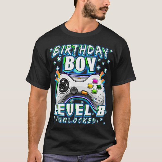 Niveau 8 Onvergrendelde videogame 8e verjaardag Ga T-shirt (Voorkant)