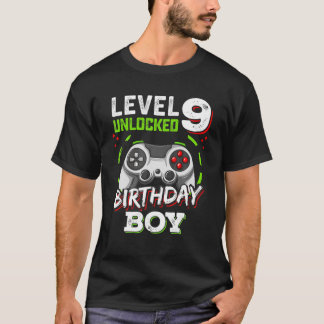 Niveau 9 ontgrendelde Birthday Boy Video Gamer Lev T-shirt