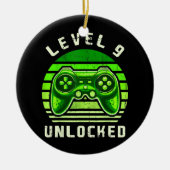 Niveau 9 onvergrendelde videogame 9e verjaardag ga keramisch ornament (Voorkant)
