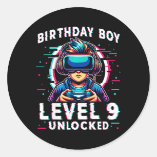 Niveau 9 Unlocked 9 Jaar Oud Verjaardag Gamer Grap Ronde Sticker