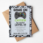 Niveau du jeu vidéo jusqu'à Gamer Invitation d'ann<br><div class="desc">Invitation de fête d'anniversaire de jeu vidéo avec contrôleur de jeu vidéo. Réglez la fête d'anniversaire.</div>