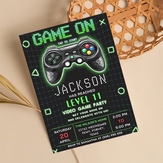 Niveau du jeu vidéo sur Gamer Invitation d'anniver