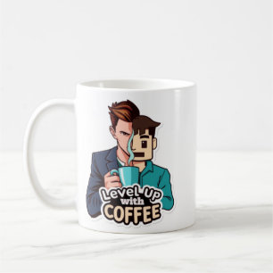 Niveau omhoog met koffie (man) koffiemok