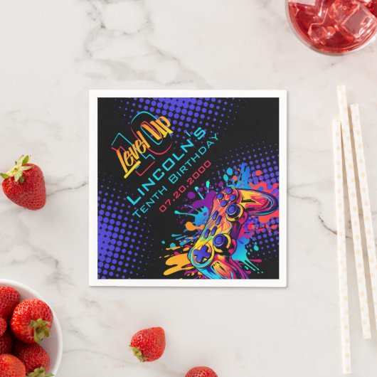 Niveau Omhoog Video Game Controller Verjaardag Servet (Insitu)