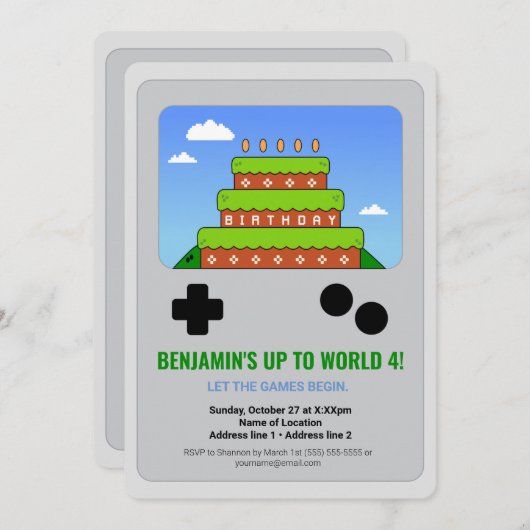 Niveau supérieur ! Invitations de partie de jeu vi (Devant / Derrière)