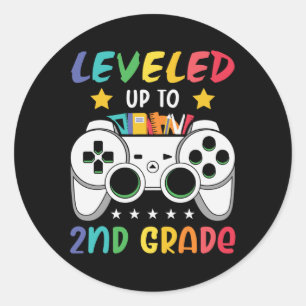 Niveau tot 2e klas terug naar school Video Gamer Ronde Sticker