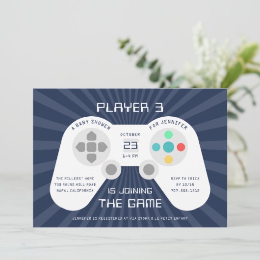 Niveau | Uitnodiging tot Baby shower (Staand voorkant)