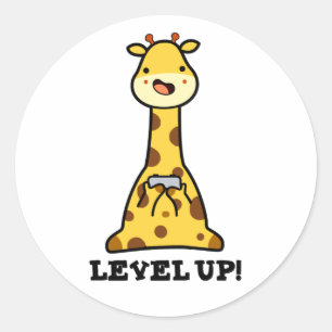 Niveau Up Funny Giraffe Pun Ronde Sticker