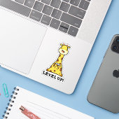 Niveau Up Funny Giraffe Pun Sticker (Laptop met iPhone)