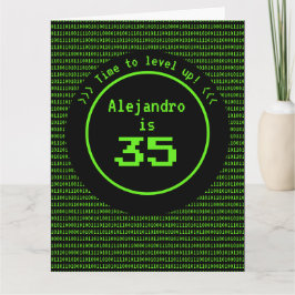 Niveau Up Retro Gaming & Machine Code Any Age Man Kaart