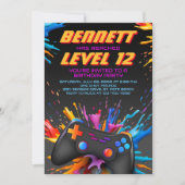 Niveau Up Video Jeu Anniversaire Invitation (Devant)