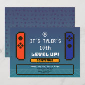 Niveau vers le haut Anniversaire Invitation Jeux v (Devant / Derrière)