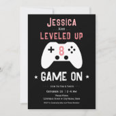 NIVELLED Omhoog 8e Verjaardag Meisje Gamer Uitnodi Kaart (Voorkant)