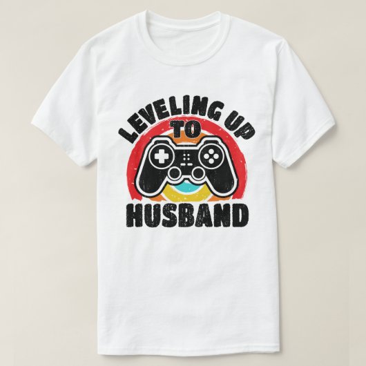 Nivelleren tot man bruidegom om bachelor gamer te  t-shirt (Design voorkant)