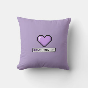 Nivellering Up – Pastel Pixel Gamer Meisje Kussen