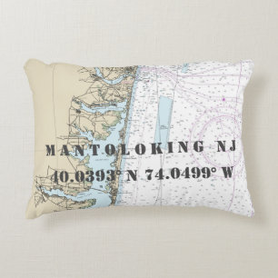 NJ Nautical Chart Latitude Longitude beheren Accent Kussen