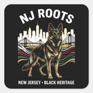 NJ Roots Duitse Herdershond Zwarte Erfgoed Trots K Vierkante Sticker