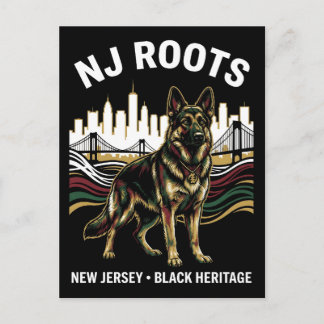 NJ Roots German Shepherd Black Heritage Pride Art Briefkaart