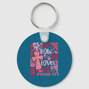 Nk Bloem Oh Hoe Hij Van Ons Houdt Boho Bijbelvers Sleutelhanger