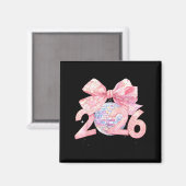 Nk Bow Coquette Disco Ball Happy New Year 2026  Magneet (Voorkant / Achterkant)