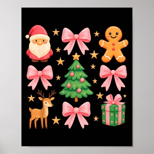 Nk Coquette Bow Christmas Tree Santa Gingerbread X Poster (Voorkant)