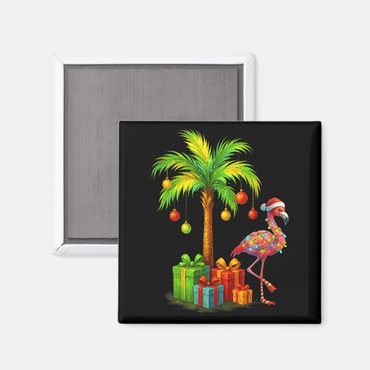 Nk Flamingo Christmas Palm Tree Trocal Xmas Magneet (Voorkant / Achterkant)