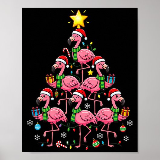 Nk Flamingo Christmas Tree Santa Flamingo Holiday  Poster (Voorkant)