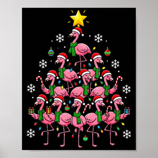 Nk Flamingo Christmas Tree Santa Flamingo Holiday Poster (Voorkant)