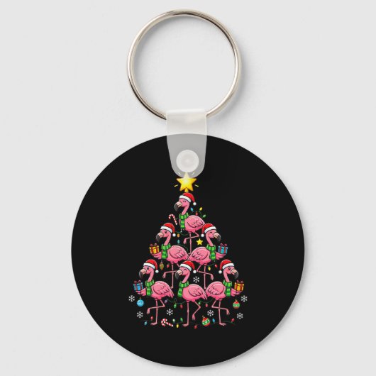 Nk Flamingo Christmas Tree Santa Flamingo Holiday  Sleutelhanger (Voorkant)