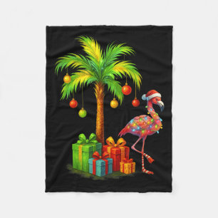 Nk Flamingo Kerst Palmboom Trocal Xmas Fleece Deken