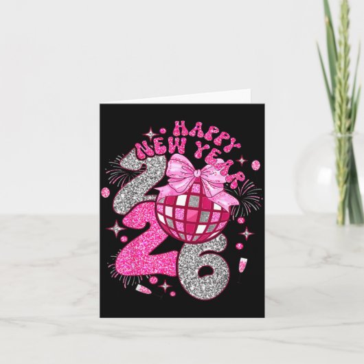 Nk Happy New Year 2026 Bow Disco Kaart (Voorkant)