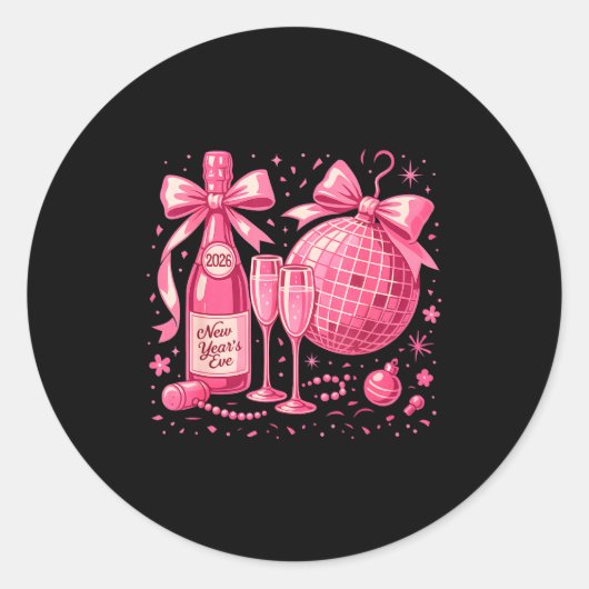 Nk New Year's Eve 2026 Disco Champagne Party  Ronde Sticker (Voorkant)