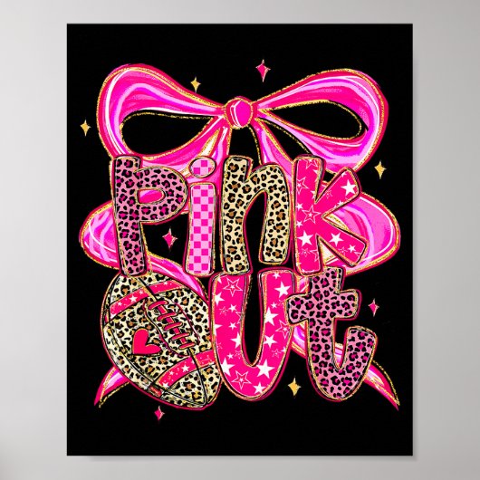 Nk Out Breast Cancer Football Coquette Bow Mom Gir Poster (Voorkant)