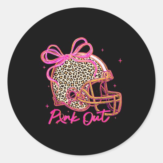 Nk Out Leopard Football Helmet Bow Preppy Breast C Ronde Sticker (Voorkant)