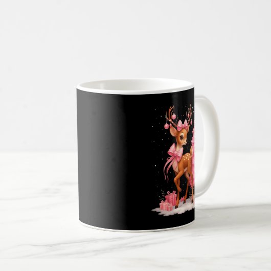 Nk Reindeer Coquette Bow Christmas Tree Pajamas Gi Koffiemok (Voorkant rechts)