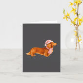 Nk Santa Red Long Haired Dachshund Christmas Kaart (Gele Bloem)